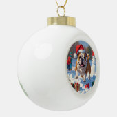 ブルドッグクリスマスフェスティバル雪景色 セラミックボールオーナメント (左)