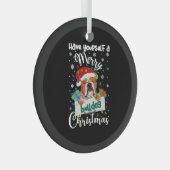 ブルドッグクリスマスブルドッグクリスマスギフトブルドッグ恋人 ガラスオーナメント (正面右)