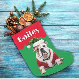ブルドッグクリスマスペット犬ホリデーギフト スモールクリスマスストッキング