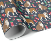 ブルドッグクリスマスペット犬 ラッピングペーパー (ロールコーナー)