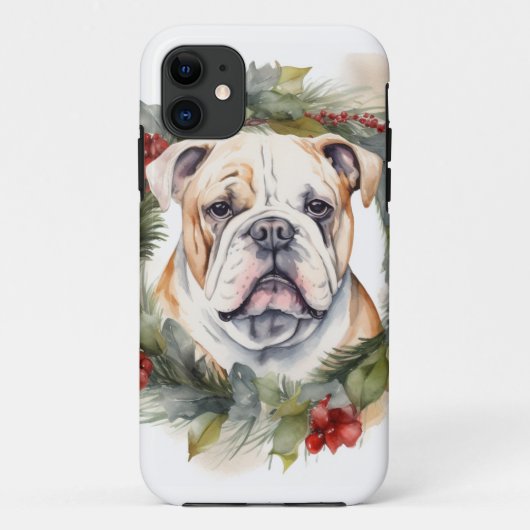 ブルドッグクリスマスリースフェスティバルカップ Case-Mate iPhoneケース (裏面)