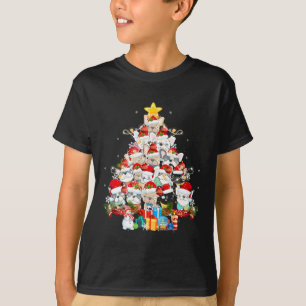 ブルドッグサンタクロースのクリスマスツリーライツクライストメリーム Tシャツ