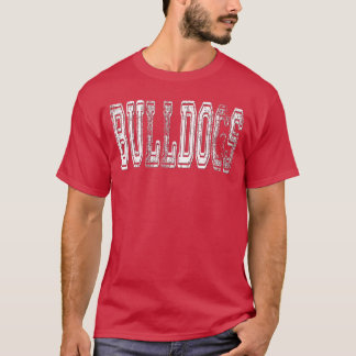 ブルドッグスのマスコット ビンテージ風ディストレス加工 スクールスポーツN Tシャツ