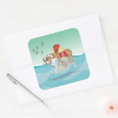 ブルドッグスイミング海 スクエアシール (封筒)