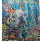 ブルドッグスキューバダイビング水中 シャワーカーテン (正面)