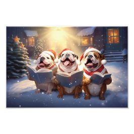 ブルドッグスクリスマスカロリングフェスティバルホリデー フォトプリント