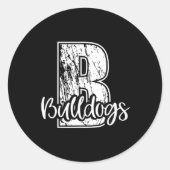 ブルドッグススクールスポーツファンチームスピリットのためのB ラウンドシール (正面)