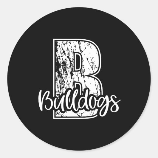 ブルドッグススクールスポーツファンチームスピリットのためのB ラウンドシール (正面)