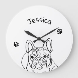 ブルドッグスタイリッシュミニマル主義者 ラージ壁時計