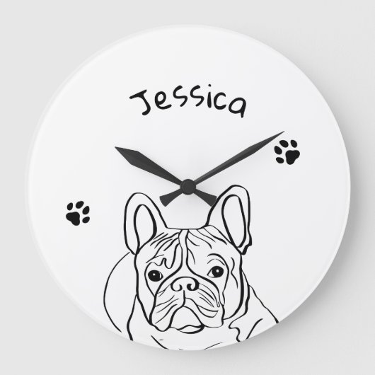 ブルドッグスタイリッシュミニマル主義者 ラージ壁時計 (正面)