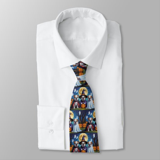 ブルドッグスパンプキンハロウィンおもしろい ネクタイ (タイ)