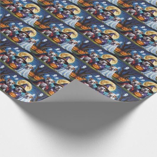 ブルドッグスパンプキンハロウィンおもしろい ラッピングペーパー (角)