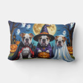 ブルドッグスパンプキンハロウィンおもしろい ランバークッション (裏面)