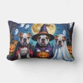 ブルドッグスパンプキンハロウィンおもしろい ランバークッション (正面)