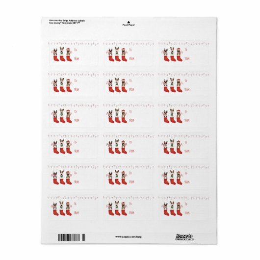 ブルドッグスフランスのクリスマスキャンディキャンセレッド ラベル (フルシート)