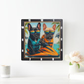 ブルドッグスフランスのジェットスキーおもしろい スクエア壁時計 (ホーム)