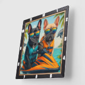 ブルドッグスフランスのジェットスキーおもしろい スクエア壁時計 (傾斜)