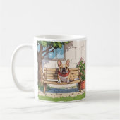 ブルドッグスフランスのパステル（花あり） コーヒーマグカップ (左)