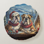 ブルドッグスホリデイデザインバイリッチアメンギル ラウンドクッション (裏面)