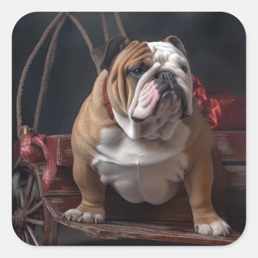 ブルドッグスワイスリーのクリスマスデコール スクエアシール (正面)