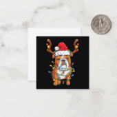 ブルドッグトナカイおもしろいクリスマス ノートカード (正面/裏面インサイチュ)