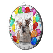 ブルドッグドッグとカラフルバルーン誕生日テーマ ダーツボード (正面右)