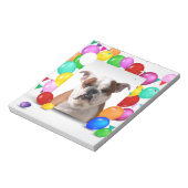 ブルドッグドッグとカラフルバルーン誕生日テーマ ノートパッド (回転)