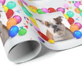 ブルドッグドッグとカラフルバルーン誕生日テーマ ラッピングペーパー (ロールコーナー)