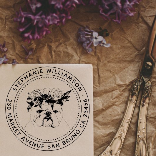 ブルドッグドッグイラストレーション名&差出人住所 セルフインキングスタンプ