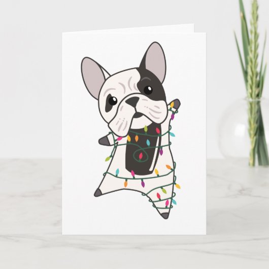 ブルドッグドッグズメリークリスマスウィンター動物 カード (正面)