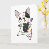 ブルドッグドッグズメリークリスマスウィンター動物 カード (黄色い花)