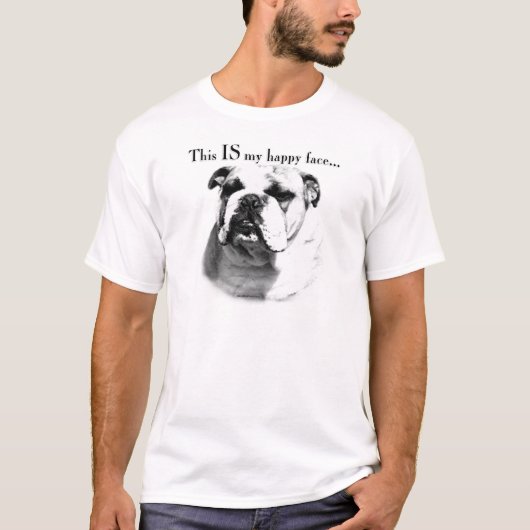 ブルドッグハッピー顔 Tシャツ (正面)