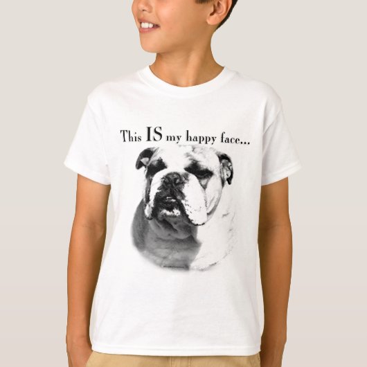 ブルドッグハッピー顔 Tシャツ (正面)