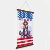 ブルドッグハッピー7月4日アメリカ独立記念日 吊り下げ型タペストリー (傾斜あり)