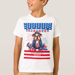 ブルドッグハッピー7月4日アメリカ独立記念日 Tシャツ