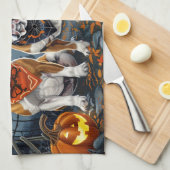 ブルドッグハロウィン不気味 キッチンタオル (四つ折り)