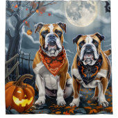 ブルドッグハロウィン不気味 シャワーカーテン (正面)