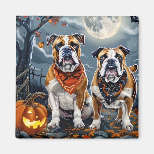 ブルドッグハロウィン不気味 マグネット (正面)