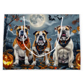 ブルドッグハロウィン不気味 ラージペーパーバッグ (正面)