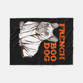 ブルドッグハロウィーンおもしろいハロウィーン仮装ブドッグ フリースブランケット (正面(横))