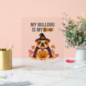 ブルドッグハロウィーンのコスチューム私のブルドッグは私のブーDo アクリルサイン (ウェディング)