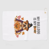 ブルドッグハロウィーンのコスチューム私のブルドッグは私のブーDo ゴルフタオル (横)