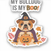 ブルドッグハロウィーンのコスチューム私のブルドッグは私のブーDo シール (正面)