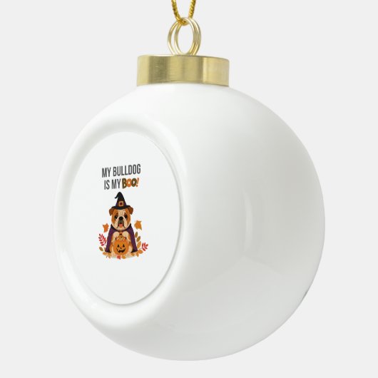 ブルドッグハロウィーンのコスチューム私のブルドッグは私のブーDo セラミックボールオーナメント (右)