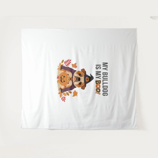 ブルドッグハロウィーンのコスチューム私のブルドッグは私のブーDo タペストリー (正面(横))