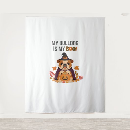 ブルドッグハロウィーンのコスチューム私のブルドッグは私のブーDo タペストリー (正面)