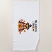 ブルドッグハロウィーンのコスチューム私のブルドッグは私のブーDo ビーチタオル (正面)