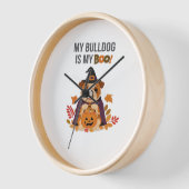 ブルドッグハロウィーンのコスチューム私のブルドッグは私のブーDo 壁時計 (傾斜)