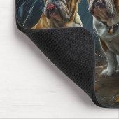 ブルドッグハロウィーンの夜のドギー喜び マウスパッド (コーナー)
