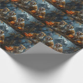 ブルドッグハロウィーンの夜のドギー喜び ラッピングペーパー (角)